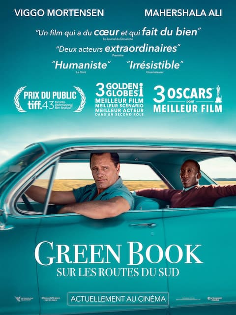 Biographie à deux - Affiche du film Green Book. Récit biographique de 2 hommes qui se rencontrent. 